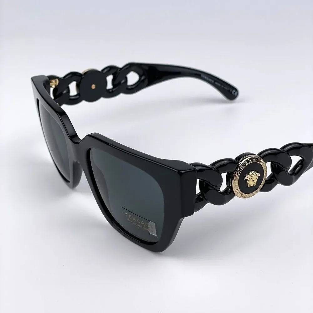 NEW Versace VE4409 GB1/87 Black Gray Women Square Sunglasses